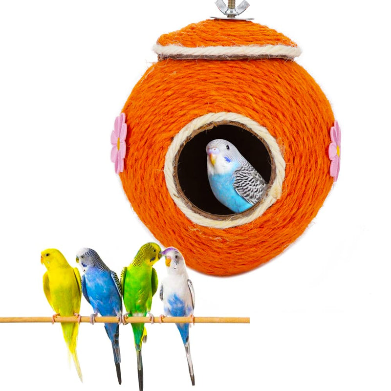 DQITJ Bird Natural Coconut Shell Nest Handmade Screw Nesting Cage for Bird Parrot Budgie Parakeet Cockatiel Conure Lovebird Canary Finch (Orange: 4.7 inch) - PawsPlanet Australia