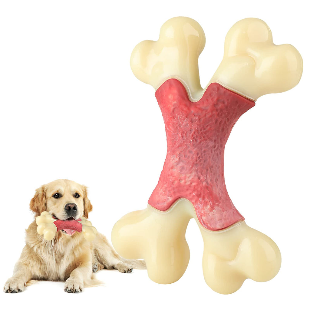MASBRILL Dog Chew Toys for Aggressive Chewers Indestructible Durable Dog Chew Bone Non-Toxic Natural Rubber Toy for Dog Teeth Cleaning Interactive Dog Toys for Small Medium Large Dogs L Beige - PawsPlanet Australia