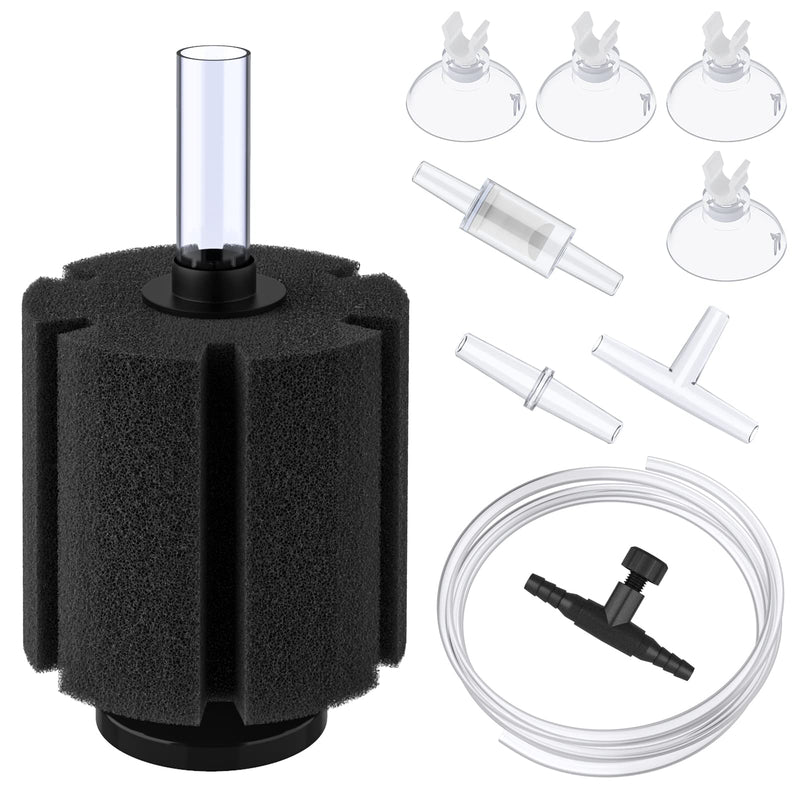 Pawfly Large Aquarium Bio Sponge Filter Quiet Betta Fry Shrimp and Fish Foam Filter with Airline Tubing Suction Cups Check Valve Connectors and Control Valve Accessories for Fish Tank up to 60 Gallon - PawsPlanet Australia