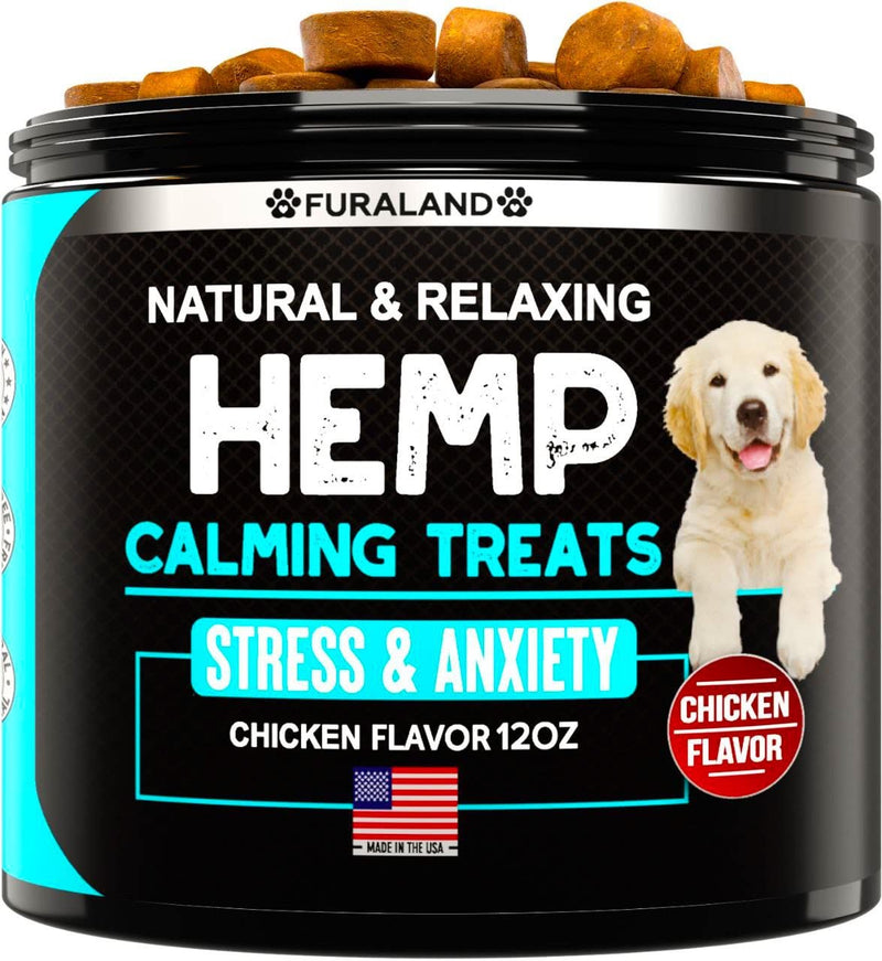 Hemp Calming Chews for Dogs with Anxiety and Stress - Dog Calming Treats - Storms, Barking, Separation - Valerian Root - Melatonin - Hemp Oil - Dog Anxiety Relief - 170 Soft Chews - Made in USA - PawsPlanet Australia