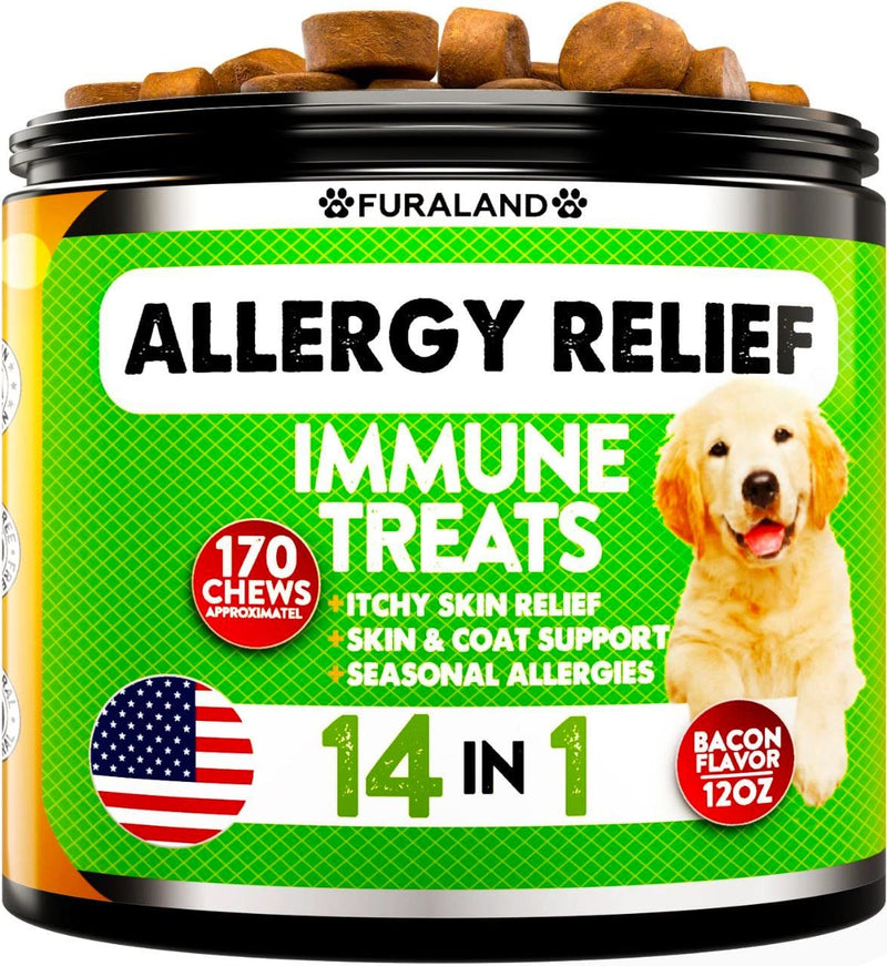Dog Allergy Relief Chews - Omega 3 Fish Oil + Probiotics + Colostrum - Itchy Skin Relief - Seasonal Allergies - Anti Itch Support & Hot Spots - Immune Health Supplement for Dogs - Made in USA - PawsPlanet Australia