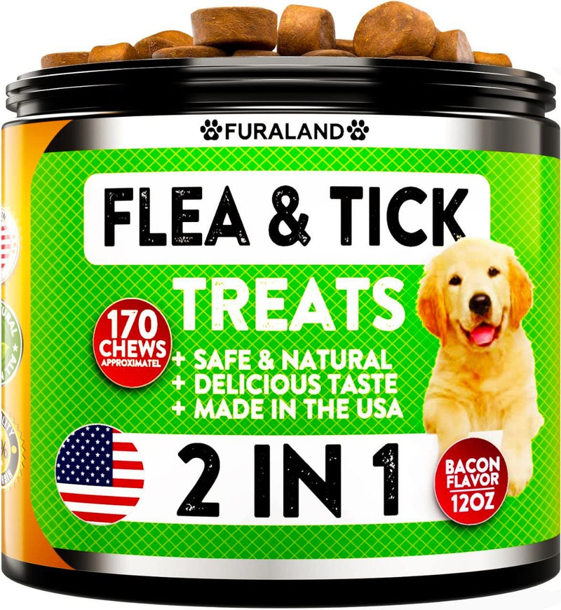 Flea and Tick Chews for Dogs Chews - Made in USA - Natural Flea and Tick Supplement for Dogs Chewables- Oral Flea Pills for Dogs - No Mess | No Collars - All Breeds and Ages - 170 Soft Tablets - PawsPlanet Australia