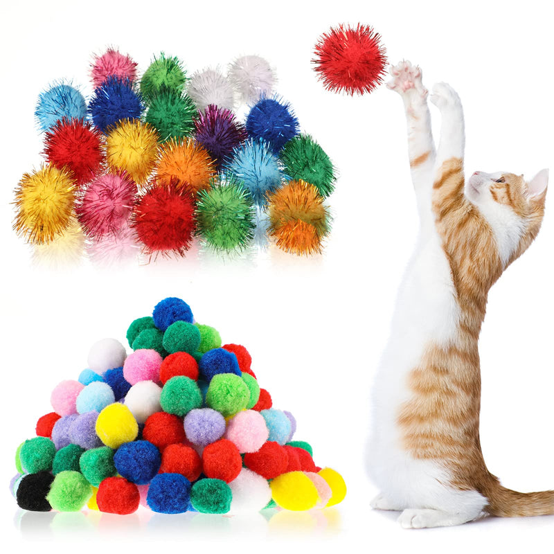 120 Pcs 1.2 Inch Cat Toys Balls Included 60 Pcs Assorted Color Cat Pom Pom Balls 60 Pcs Cat Glitter Balls Cat Kitten Toys PET Spring Ball Toy Cat Crinkle Interactive Catch Toy Ball Play Exercise Ball - PawsPlanet Australia