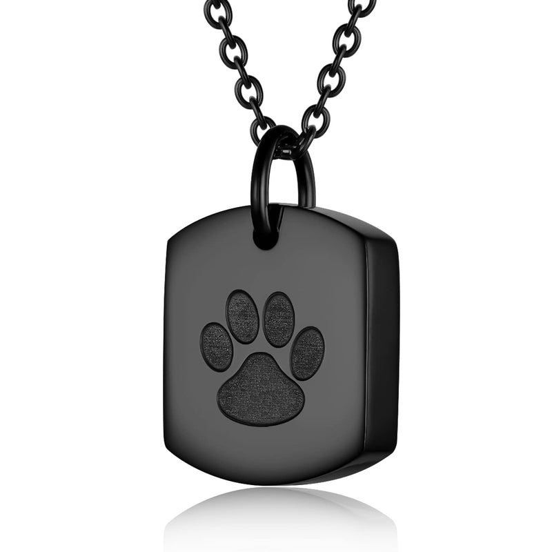 Pet Paw Urn Necklaces for Cat Dog Ashes Paw Print Engraved Pet Cremation Keepsake Jewelry for Ashes Stainless Steel Memorial Urn Pendant Ash Holder Cremation Urn Necklace for Women Men Black - PawsPlanet Australia