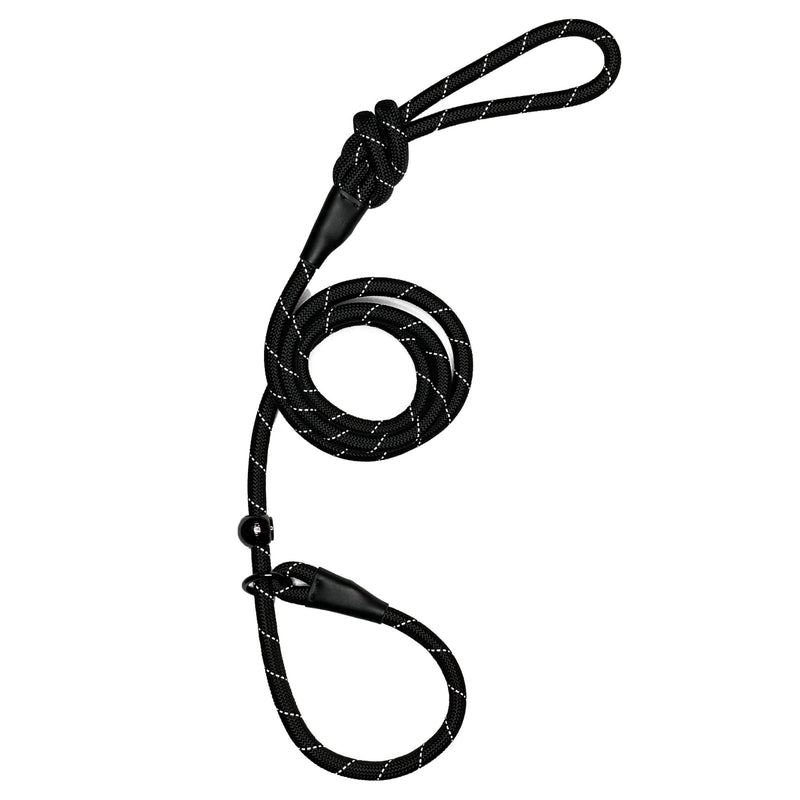 4Knines Durable Slip Lead Dog Leash with Adjustable Metal Slide Toggle, Reflective Mountain Climbing Rope Leash, Dog Training Leash - 6FT Black - PawsPlanet Australia