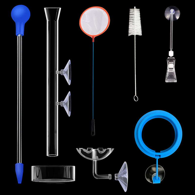 11.8 Inch Shrimp Feeding Tube with Shrimp Feeding Dish，Shrimp Feeding Bowl with Suction Cup，Feeding Tube Cleaning Brush，Aquarium Feeder with Bulb，Feeding Ring，Aquarium Sucker Feeding clamp,Fish net - PawsPlanet Australia