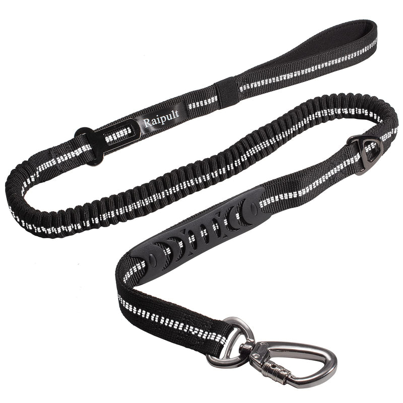 Tactical Highly Reflective Heavy Duty Dog Leash for Medium Large Dogs,4-in-1 No Pull Military Shock Absorbing Elastic Bungee Leashes with Car Seat Belt Buckle & Padded Training Traffic Handle Black - PawsPlanet Australia