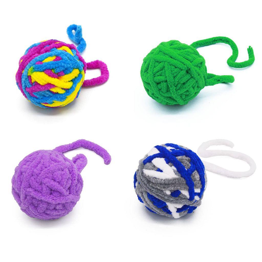 4 Pack Colorful Woolen Yarn Cat Toy Ball with Bell and Long Tail Cat Toys for Indoor Cats , Pet Cat Kitten Novelty Holiday Presents Bite Resistant Interactive Cat Toy, Cat Toys for Indoor Cats - PawsPlanet Australia