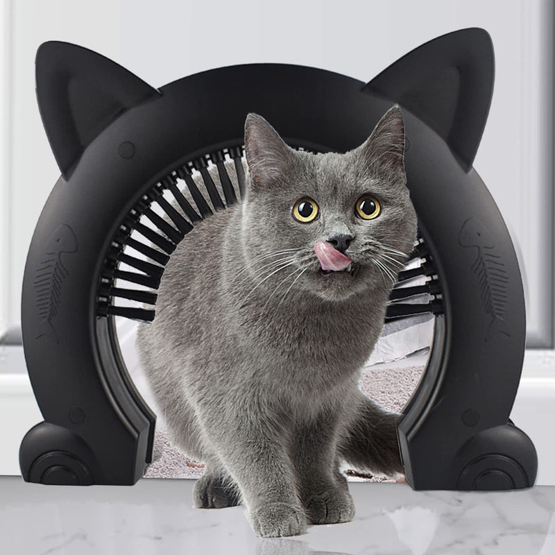 IKUSO Cat Door for Interior Doors ,Kitty Door with Grooming Brush -Removable Beauty Brush,Fit 10kg or Less Cat Pass,10.55"*2.45"*9.05" - PawsPlanet Australia
