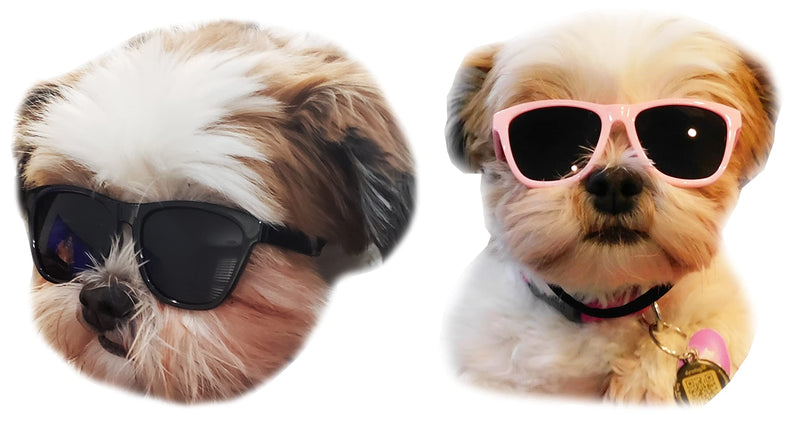G014 Dog Cat Pet 80s Sunglasses Goggles for Small Breeds up to 15lbs 2-pack Black+Pink - PawsPlanet Australia