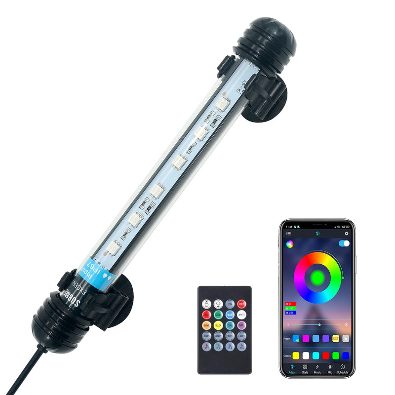 VARMHUS LED Aquarium Light,Fish Tank Light with Remote Controller&APP Control,DIY Full Spectrum Optional Color&Intelligent Timing and Dimming,29 Light Modes and 4 Music Control Modes 6LEDS-RGB 7.5'' 7.5'' APP&Remote Control - PawsPlanet Australia
