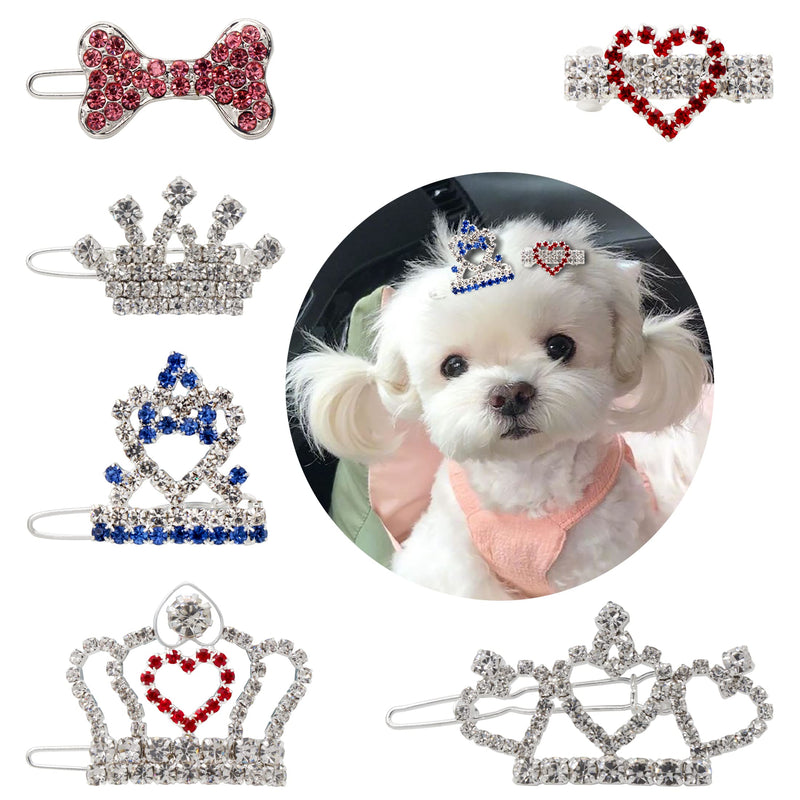 6 Pcs Crown Dog Hair Clips Girls,Crystal Pet Hair Barrettes Hair Pins for Small Dogs Pet Grooming Products Crystal Rhinestone Dog Tiara, Dog Accessories for Medium Large Dogs - PawsPlanet Australia