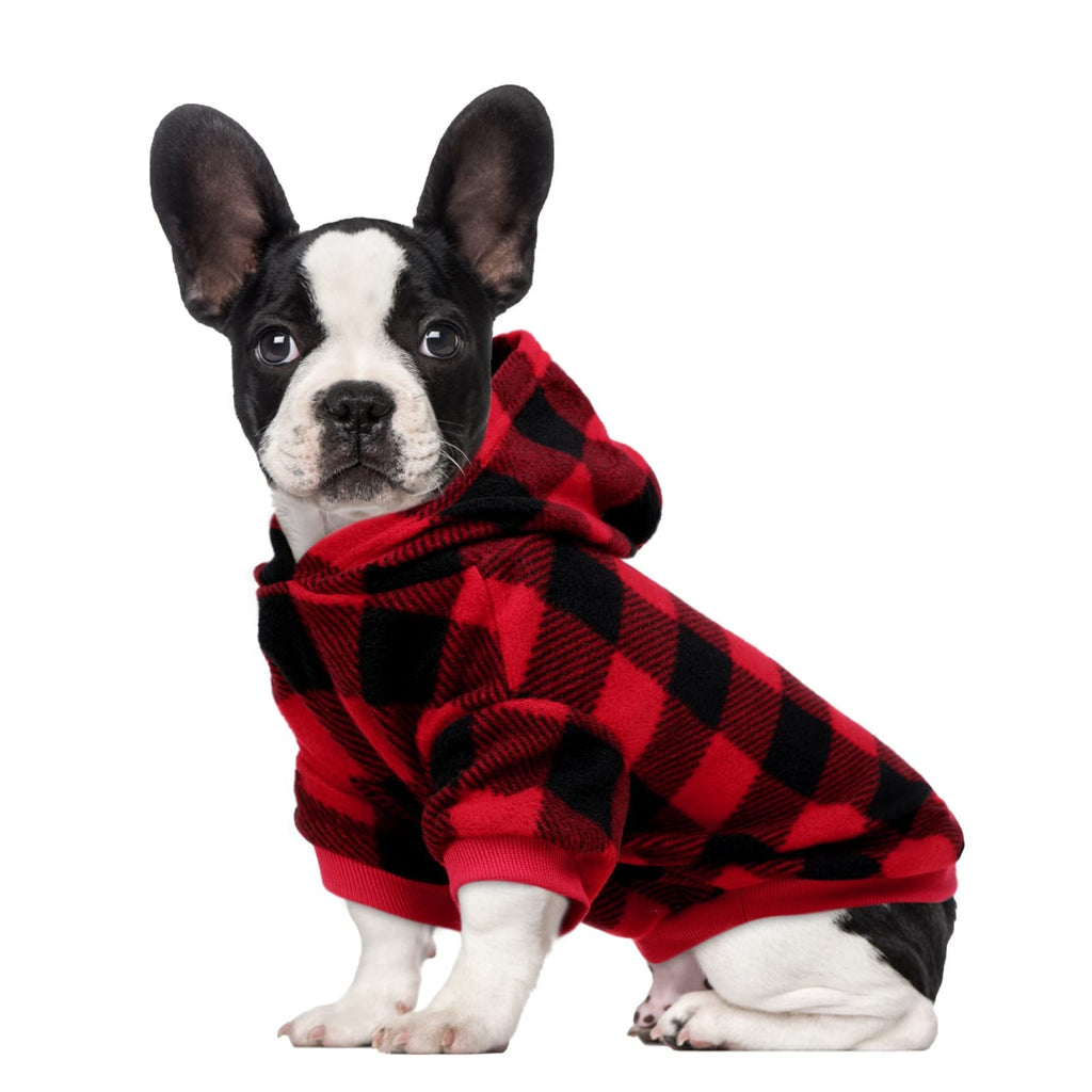 ASENKU Dog Hoodie,Plaid Pet Hooded British Style Sweater with Hat Puppy Pullover Sweater Shirt for Small Medium Puppies Dogs Red - PawsPlanet Australia
