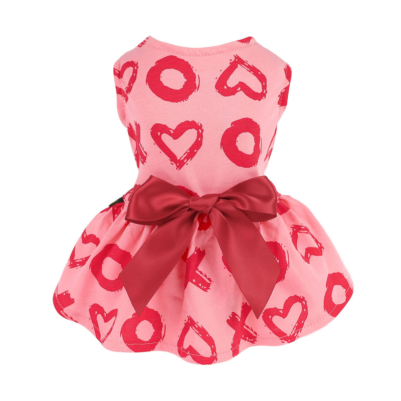 Fitwarm 100% Cotton Mothers Day Dog Dress XOXO Pet Clothes Hugs and Kiss Girl Puppy Clothes Doggie Outfits Romantic Cat Apparel Dating Dogs Skirts Red Heart Doggy Shirt Vest Pink XS - PawsPlanet Australia