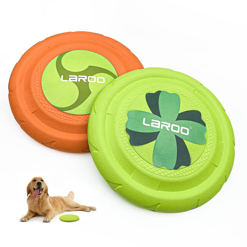 LaRoo Dog Flying Disc Toys, Floating Flying Plate 24.5cm Durable Interactive Chew Toys for Training Outdoor Playing Puppy Medium Large Dogs (2pcs) 2pc-A - PawsPlanet Australia