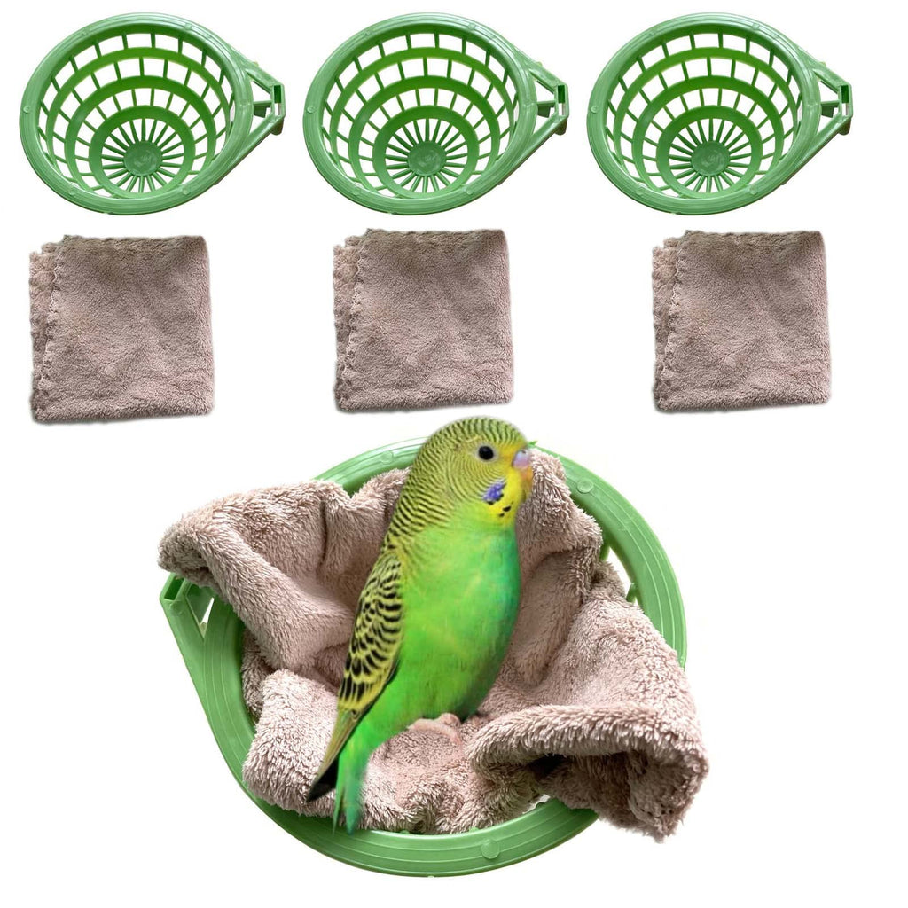 Cotsdan 3Pcs Plastic Bird Nest for Wire Cage Hanging Canary Eggs Hatching Tool with 3 Warm Plush Nesting Pad Hollow Pigeon Nest Bowl Breeding Hut Nest Pan Green for Parrot Finch - PawsPlanet Australia