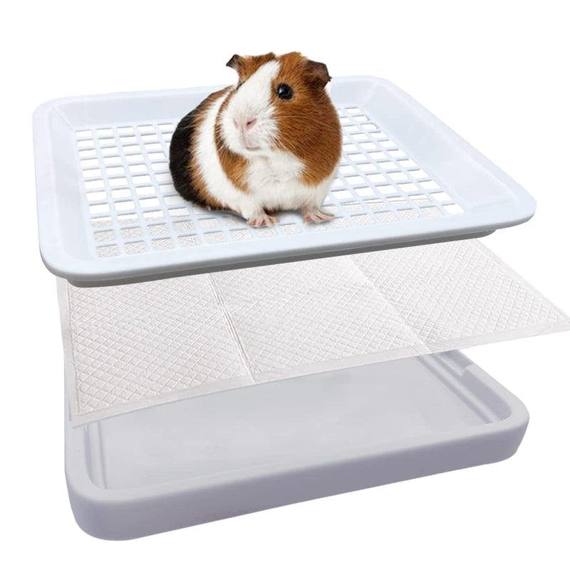 Guinea Pig Litter Pan with Grate, Small Animal Litter Box for Cage, Bunny Restroom Litter Tray Toilet Potty Trainer for Ferret Chinchilla Rat - PawsPlanet Australia