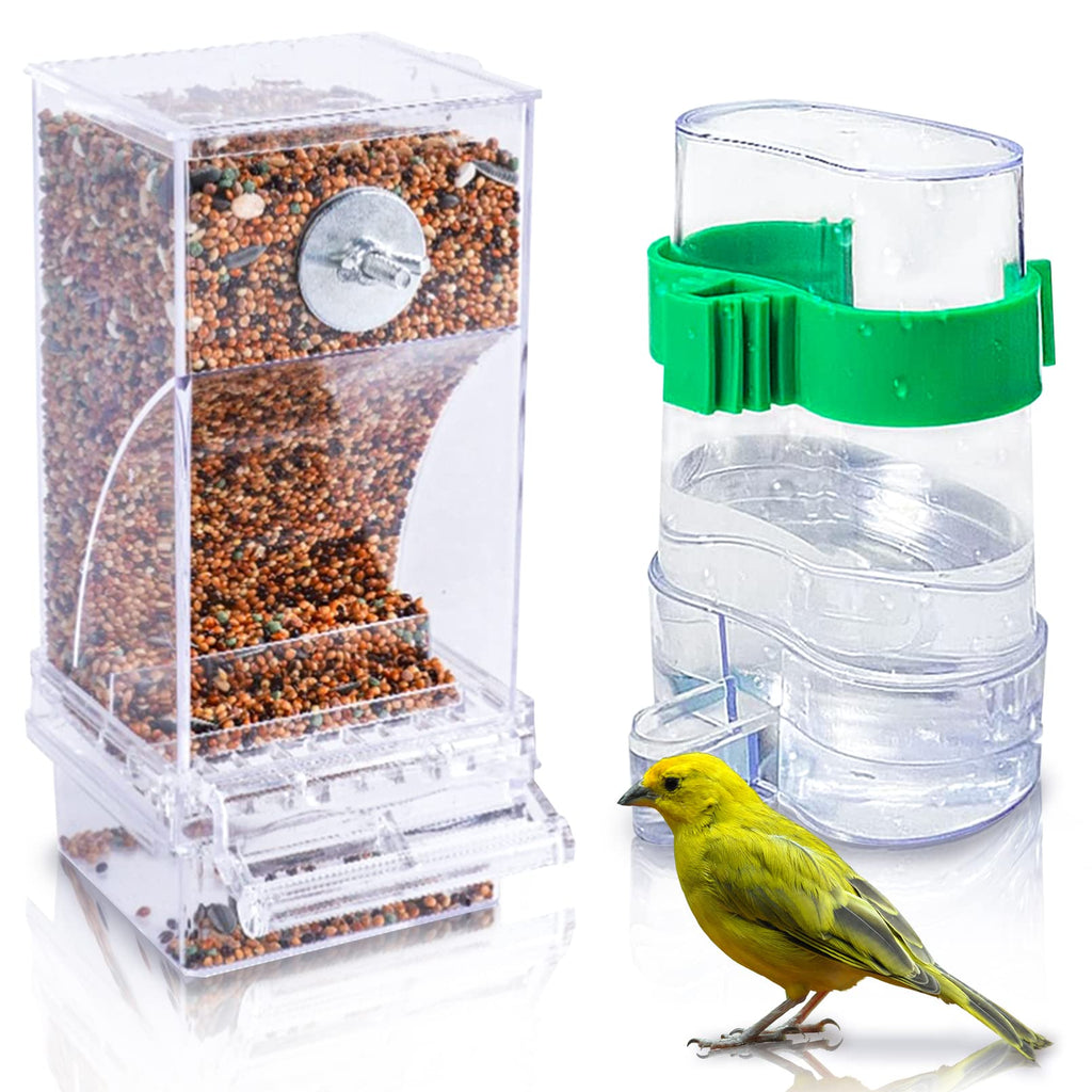 Hamiledyi No Mess Bird Feeders Automatic Parrot Feeder Drinker Acrylic Seed Food Container Parakeet Water Dispenser Cage Accessories for Lovebirds Budgies Canary Finch - PawsPlanet Australia