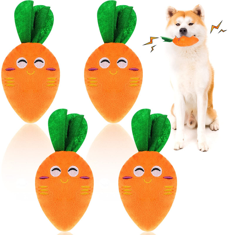 4 Pieces Carrot Dog Toy Carrot Squeaky Stuffed Toy Carrot Dog Toy Dog Chew Toys Carrot Squeaker Puppy Pet Chew Toy Plush Stuffed Soft Carrot Squeaky Play Attractive Toy for Puppy Small Medium Dog Pets - PawsPlanet Australia