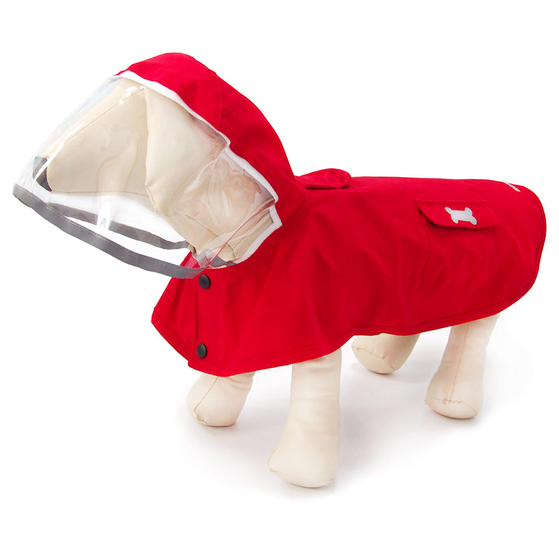 Dog Waterproof Raincoat with Poncho Hoodie, High Reflective Adjustable Yellow Pet Rain Jacket with Leash Hole for Small Medium and Large Dogs X-Small Red - PawsPlanet Australia