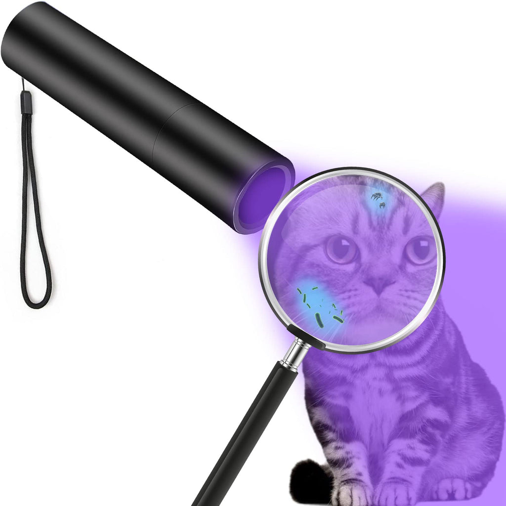 HUHKOUAE 365nm UV Flashlight Black Light,Portable Handheld USB Rechargeable Cat Ringworm Detector lamp,for Dog Cat Care and Resin Curing,Anti-counterfeiting Identification and Analyzing Skin - PawsPlanet Australia