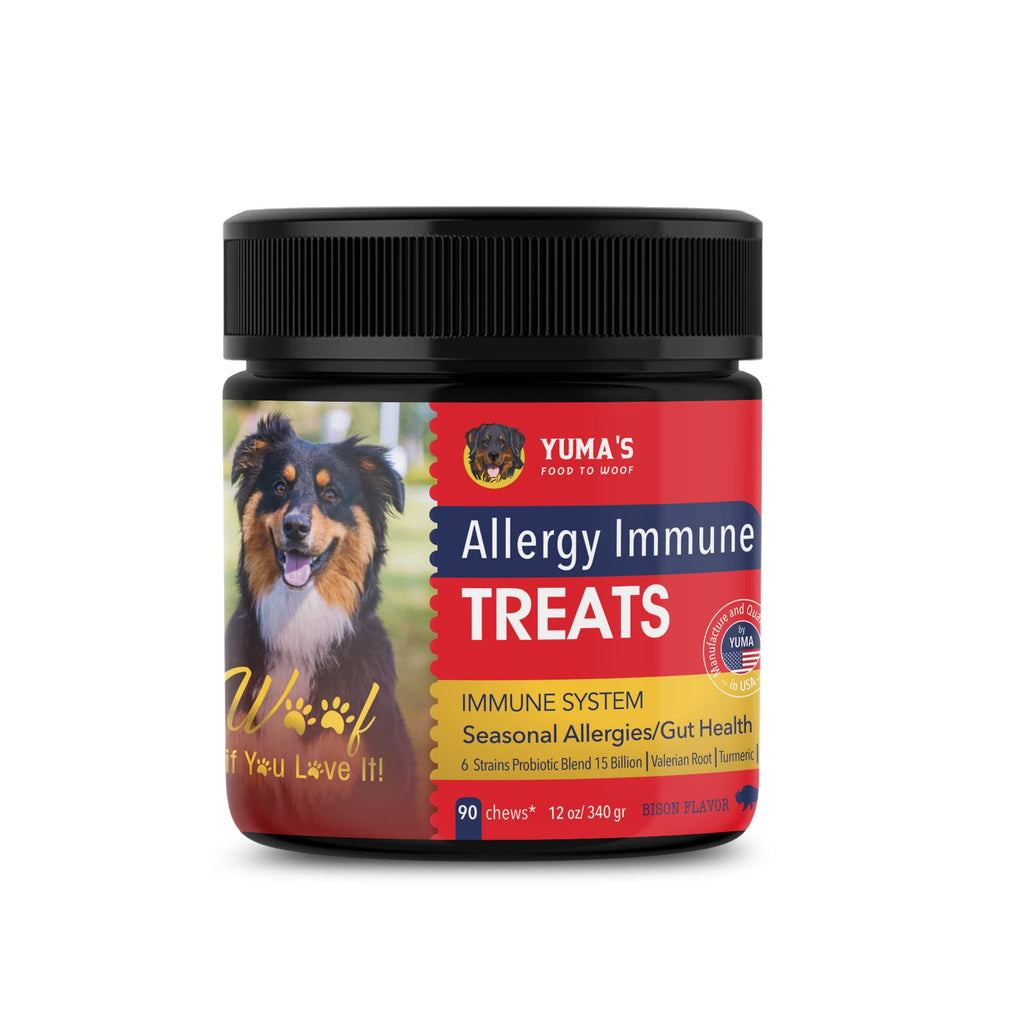 YUMA'S Dog Allergy Relief Treats to Help Relieve Skin - Dog Allergy Chews with Salmon Oil to Reduce Inflammation - Immune & Seasonal Allergy Support for Dogs - Itch Relief for Dogs 90 Chews Bison - PawsPlanet Australia