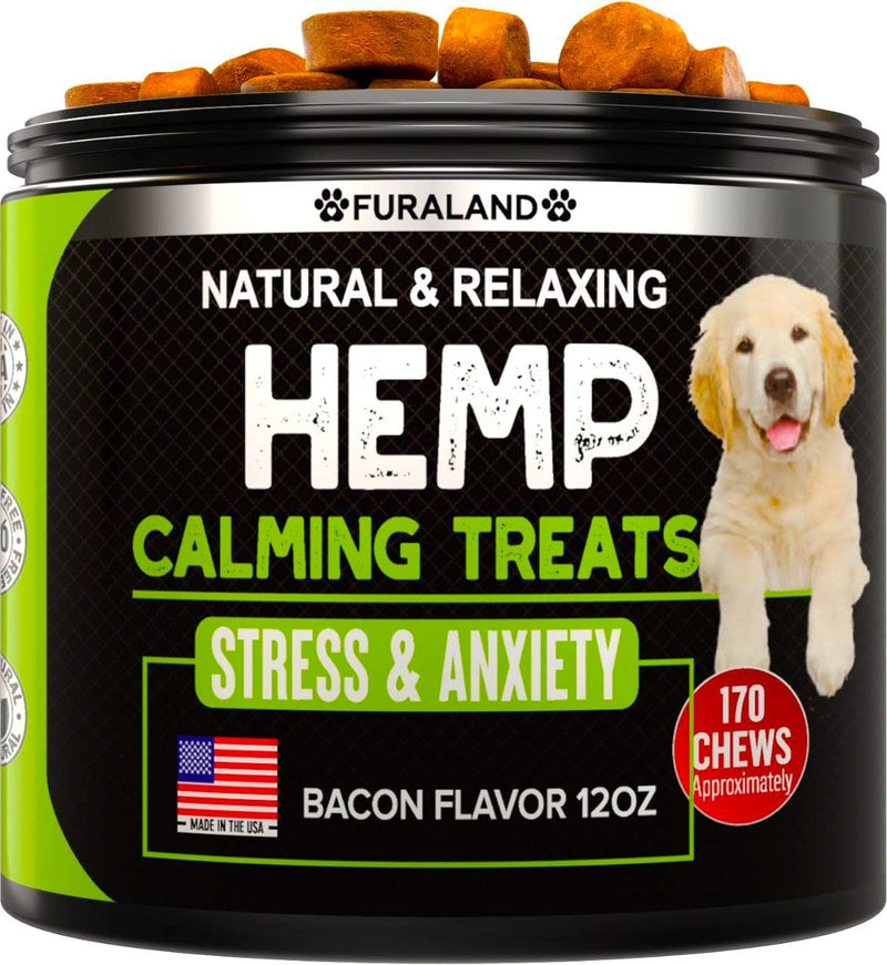 Hemp Calming Chews for Dogs with Anxiety and Stress - Dog Calming Treats - Storms, Barking, Separation - Valerian Root - Melatonin - Hemp Oil - Dog Anxiety Relief - Made in USA | 170 Soft Chews - PawsPlanet Australia