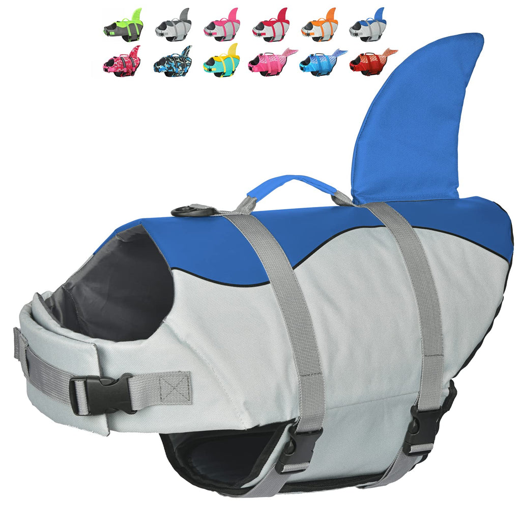 Dogcheer Dog Life Jacket Shark Mermaid, Dog Swim Life Vest Adjustable Pet PFD Float Vest, Ripstop Puppy Floatation Life Jacket Swimsuit with Rescue Handle for Small Medium Large Dogs Swimming Boating XS(Chest Girth 11.8-16") Blue - PawsPlanet Australia