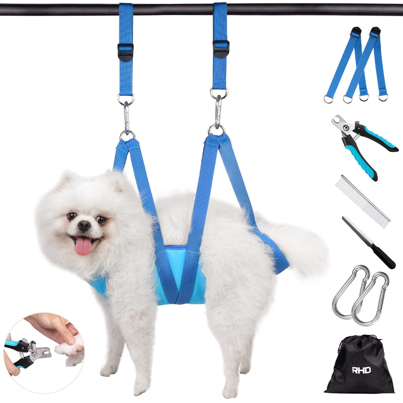 RHD Dog Grooming Hammock Harness for Small Dog and Cats, Dog Grooming Sling, Pet Grooming Hammock, Pet Grooming Supplies Kit with Nail Clippers, Nail File, Pet Comb S (Leg Spacing: 7''-12'' / Max Weight: 33lb) - PawsPlanet Australia