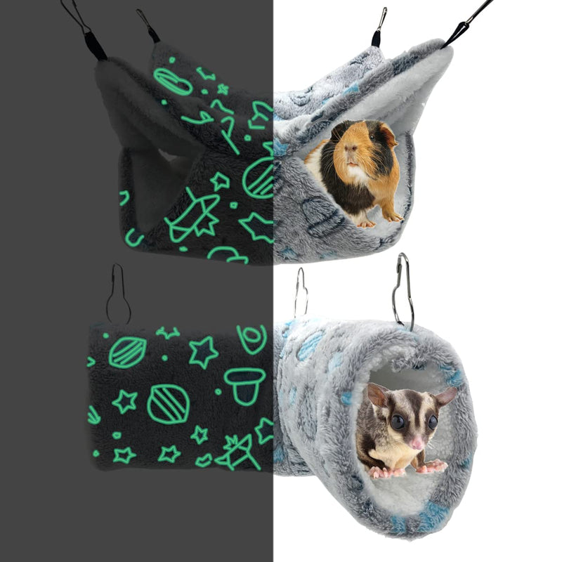 Vehomy 2Pcs Small Pet Tunnel Tube Hammock Luminous Glow Guinea Pig Hammock Rat Hanging Bunk Bed Plush Self-Luminous Ferret Hamster Tunnel Hideout for Small Animals Chinchilla Squirrel Gerbil - PawsPlanet Australia