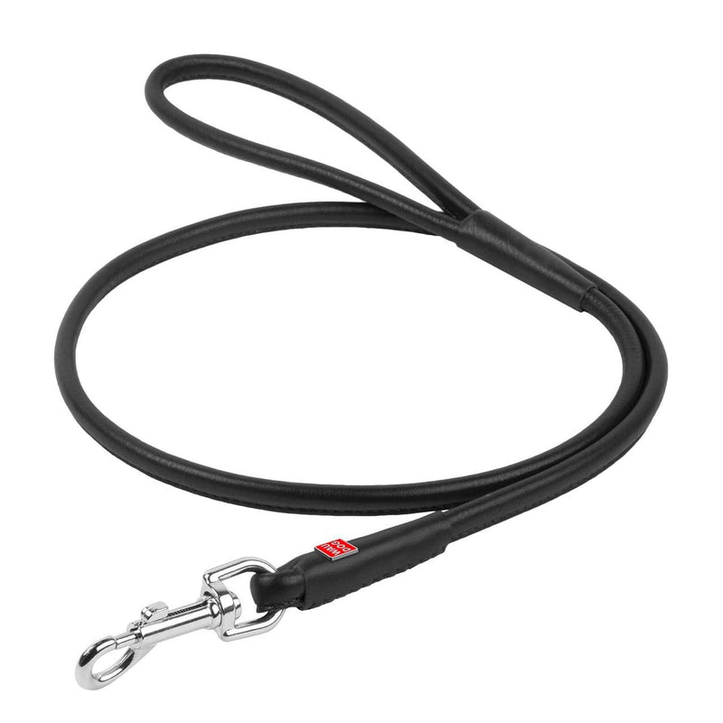 Rolled Leather Dog Leash for Small Medium and Large Dogs - Heavy Duty Leather Puppy Leash for Outdoor Walking Running Training - Strong Dog Leashes for Large Breed Dogs 4Ft * 0.3 in Black - PawsPlanet Australia