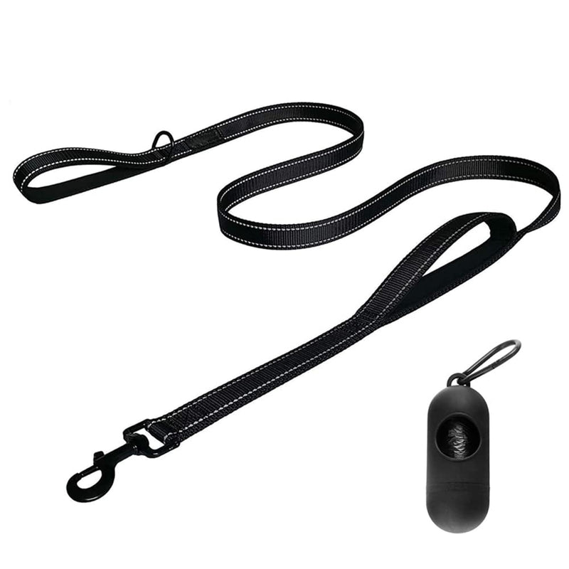 CHENEDY 6ft Dog Leash ，Heavy Duty Dog Leasfor Padded Handles,Double Handle Dog Leash, Reflective Training Lead, Durable Traffic Leashes Perfect for Large Medium or Small Dog black - PawsPlanet Australia