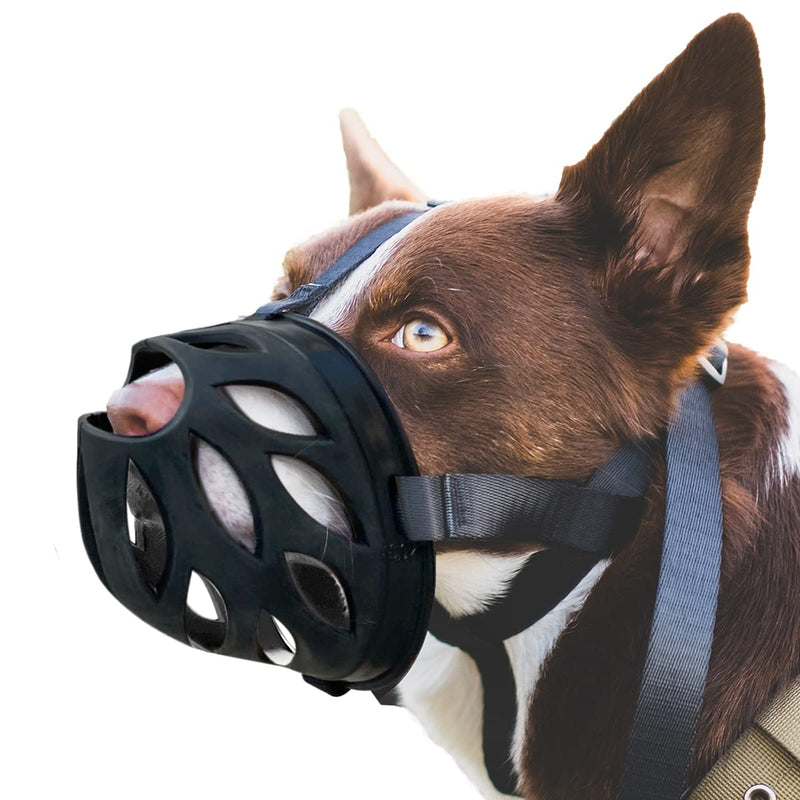 Dog Muzzle, Soft Basket Muzzle to Prevent Biting and Chewing, Rubber Cage Muzzle for Small, Medium and Large Dogs, Suitable for German Shepherd, Labrador for Grooming, Nail Trimming Black 1 - Toy Poodle - PawsPlanet Australia