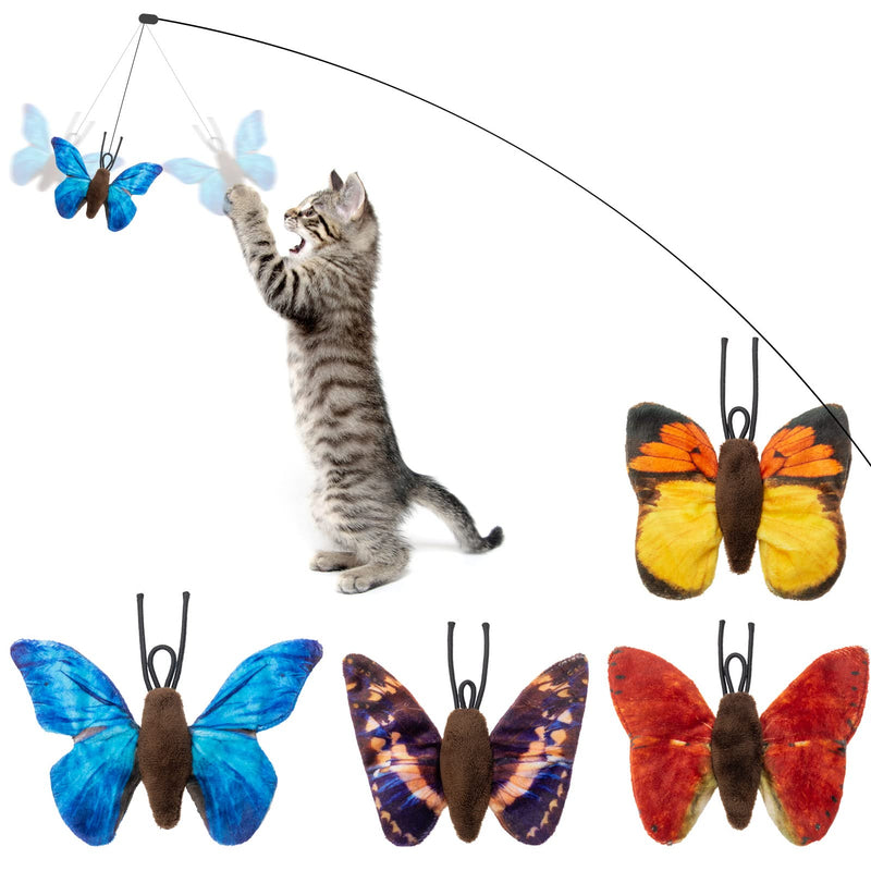 BINGPET Interactive Cat Toys for Indoor Cats - 4 Pack Butterfly, Bee, Beetle for Cat Wand Replacement, Soft Plush Cat Toy with Crinkle Paper, Dragonfly Realistic Insect for Cat Playing or Pole Refill - PawsPlanet Australia