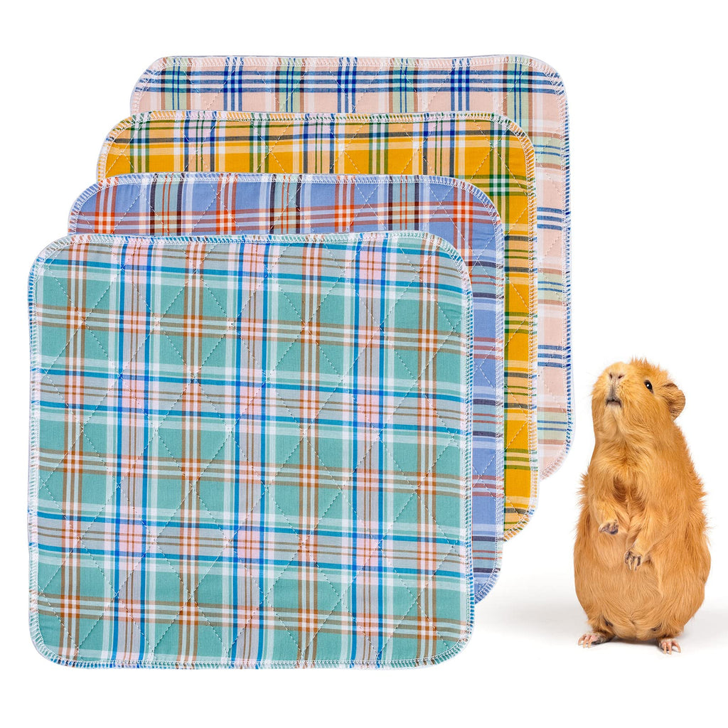 BINGPET Guinea Pig Fleece Cage Liners, Super Absorbent Pee Pads, Reusable Waterproof Anti-Slip Pet Bedding for Small Animals Plaid (4 PACK) 12in x 12in - PawsPlanet Australia