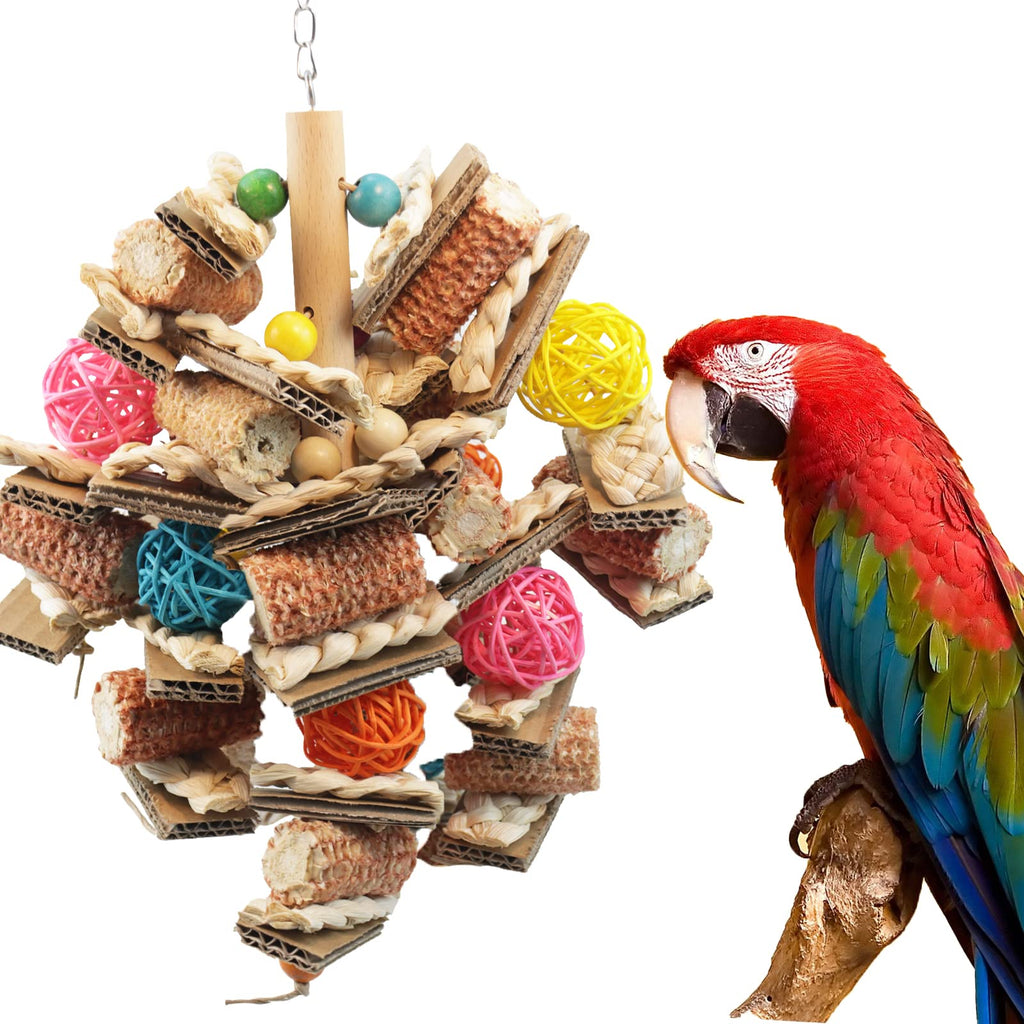 Kewkont Bird Toys, Parrot Toys for Large Birds, Natural Corn cob chew Toys for African Grey Parrots, Macaws, Amazon Parrots, Bird nest Hanging Toys - PawsPlanet Australia