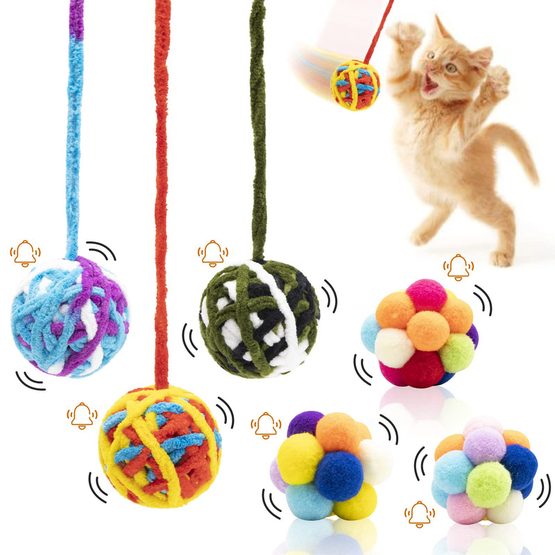 Cat Toy Balls with Bell, Woolen Yarn Cat Ball Toys and Cat Fuzzy Balls, Kitten Chew Toys Interactive Cat Toys for Indoor Cats and Kittens, Cat Toys Set with Built-in Bell, 6 Pack - PawsPlanet Australia
