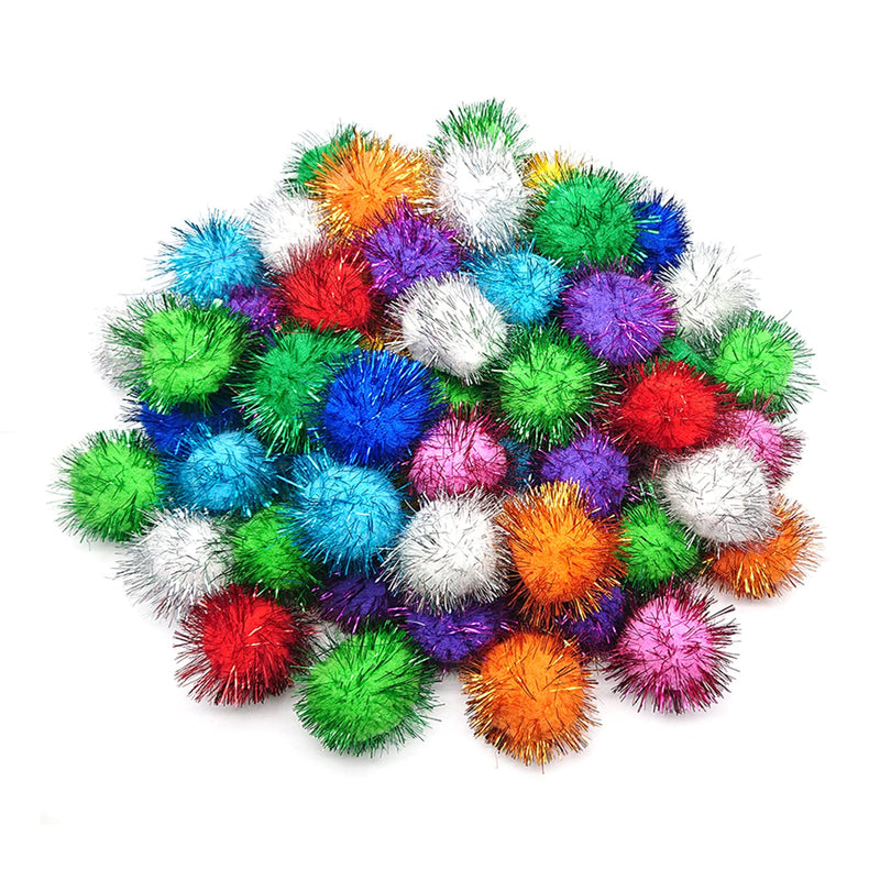60 Pcs Sparkle Balls 2 Inch Shiny Tinsel Pom for Pet Cat Toy, Multicolor - PawsPlanet Australia