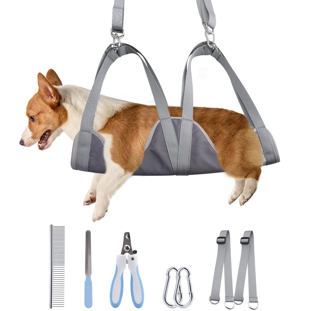 Ancistro Dog Grooming Hammock, Pet Grooming Harness for Dogs with Nail Clippers/Trimmer, Nail File, Pet Comb, Dog Grooming Sling Restraint Harness Bag for Nail Trimming Ear/Eye Care Large - PawsPlanet Australia