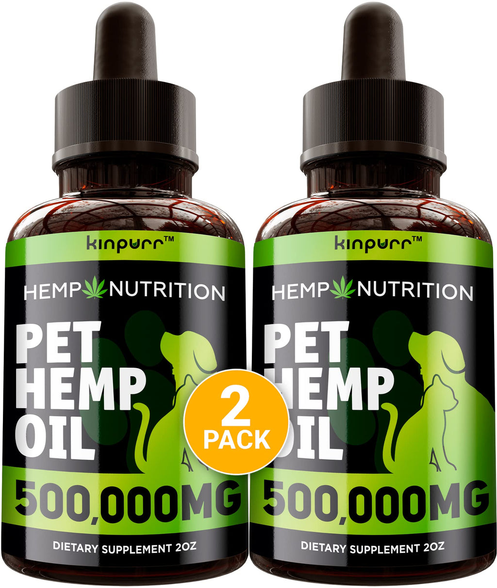 Kinpurr (2 Pack) Hemp Oil for Dogs and Cats - Anxiety and Stress Relief - Infused with Omega 3, 6, 9 - Calming Aid - Pet Hemp Oil - Hip and Joint Pain Relief - for All Breeds and Ages - 4 fl oz Set Pack of 2 - PawsPlanet Australia