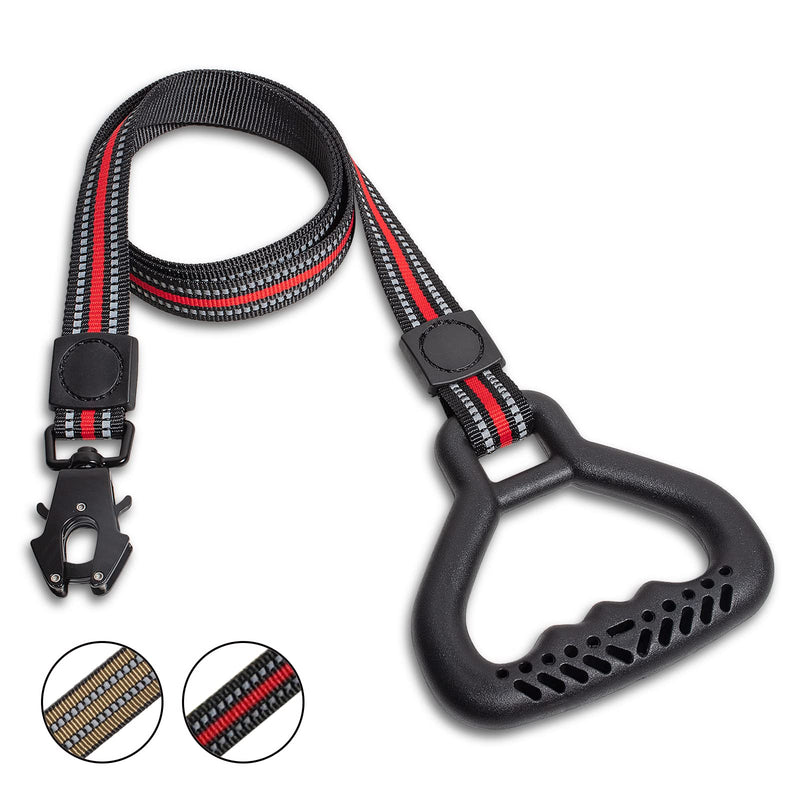 5FT Heavy Duty No Pull Nylon Dog Leash with Frog Clip, Highly Reflective Strong Pet Leashes with Durable Comfortable Safety Rubber Handle for Small Puppy & Medium Large Breed Dogs 1in x 5 ft Black with Red - PawsPlanet Australia