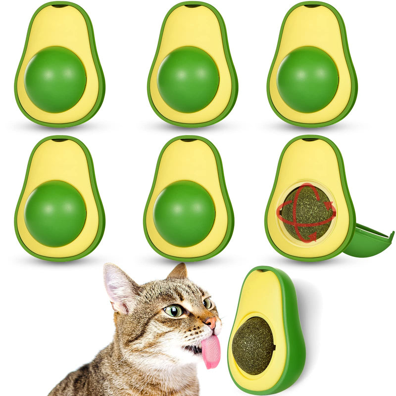 6 Pieces Catnip Wall Ball Avocado Shape Cat Licking Toys Edible Catnip Wall Toy for Cats Teeth Cleaning Cat Mint Ball Interactive Rotatable Cat Dental Toy Kitten Cat Chew Toy - PawsPlanet Australia