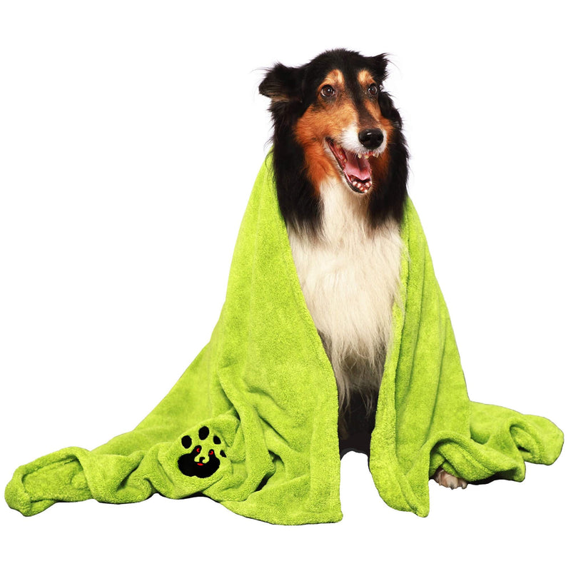 Dogvingpk Dog Towel Super Absorbent Extra Large Soft Microfiber Luxury Dog Towels for Drying Dogs Pet Bath Swimming Grooming Green - PawsPlanet Australia