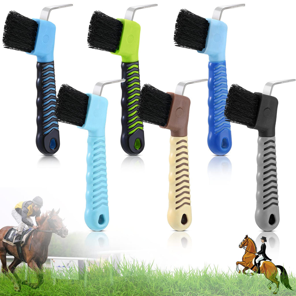 Eccliy 6 Pcs Horse Hoof Pick Brushes Portable Horse Picks with Comfortable Touch Rubber Handle for Cleaning and Grooming, 6 Colors - PawsPlanet Australia