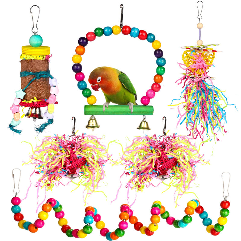 KEVOTOMP Bird Parakeet Toys Parrot Chewing Toys Foraging Shredder Toy Parrot Cage Foraging Hanging Toy Bird Swing Perch for Conure Cockatiel Budgies Lovebird Parrotlet Small Birds Style A - PawsPlanet Australia