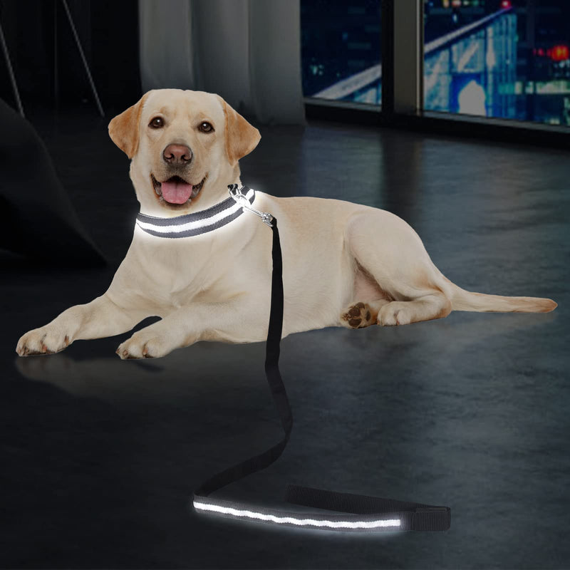 Muasegow LED Dog Collar，USB Rechargeable Dog Lights for Night Walking，Light up Dog Collars，Weatherproof，Adjustable for Puppies Medium Dogs Large Dogs，Include Light-Up Dog Leash S Black - PawsPlanet Australia