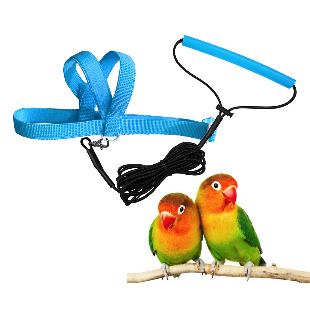 VANFAVORI Adjustable Bird Harness with 80 Inch Leash, Outdoor Flying Kit Training Rope for Birds Parrots Cockatiel XS Blue - PawsPlanet Australia