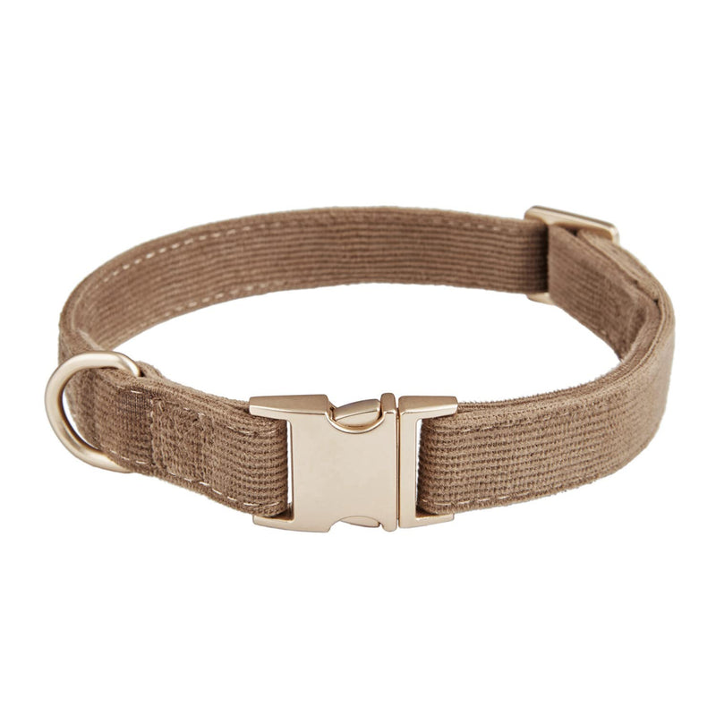 Ewinoom Soft Dog Collar with Metal Gold Buckle - Adjustable Durable Comfy Pet Collars for Large Medium Small Dogs - Corduroy Velvet Dog Collar Small (Pack of 1) Brown - PawsPlanet Australia