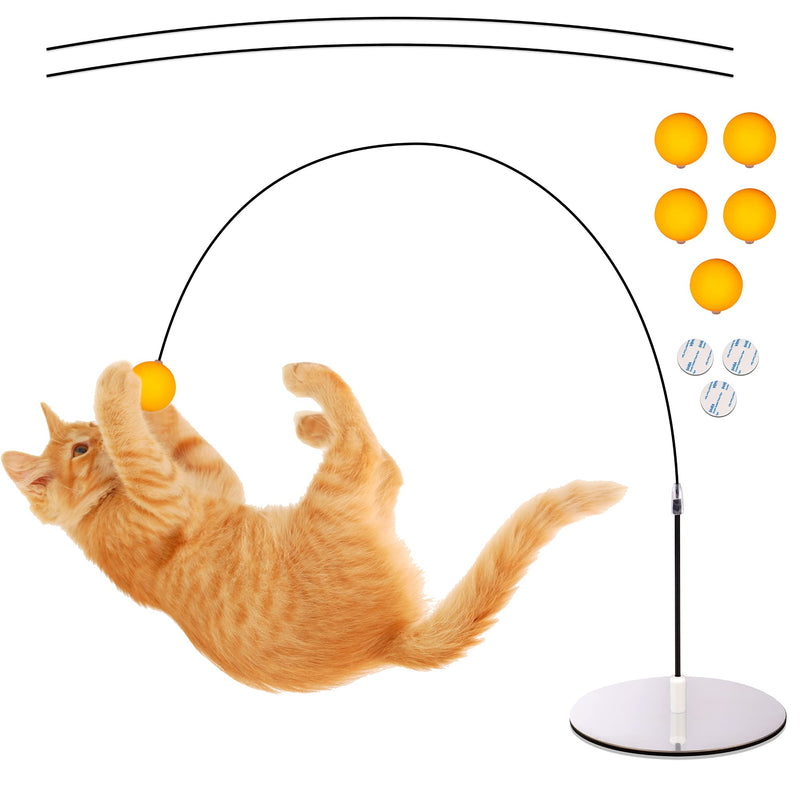 Interactive Cat Toy, JXFUKAL Automatic Cat Wand Toy with 2 High Elastic Metal Wires & 5 Replaceable Balls, Cat Toys for Indoor Cats Kitty Kitten Toys Cat Spring Toy Cat Accessories - PawsPlanet Australia