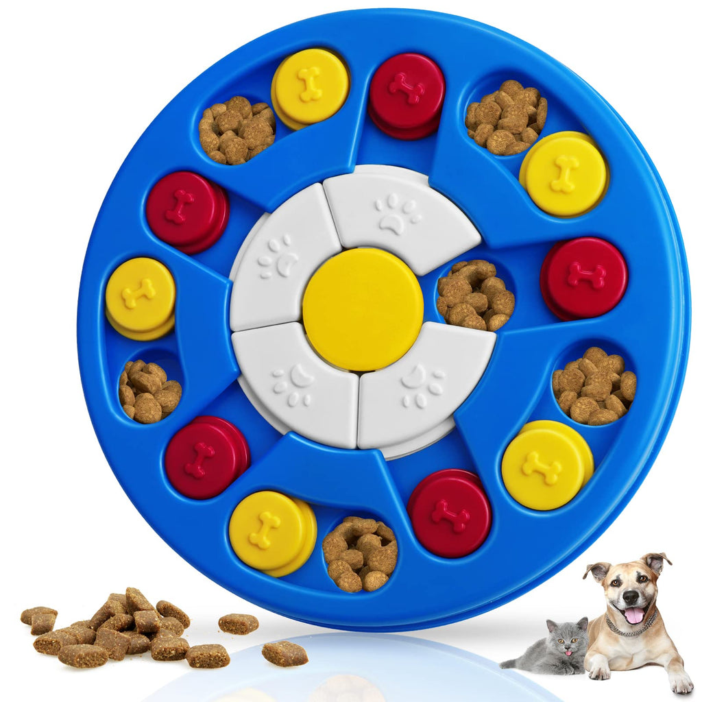 Dog Puzzle Toys Puppy, Interactive Puzzle Game Dog Toys, Dogs Food Puzzle Feeder Toys for IQ Training & Mental Enrichment, ABS Colorful Design Slow Feeding to Aid Pets Digestion, Dog Puzzle Toys for Smart Dogs BLUE - PawsPlanet Australia
